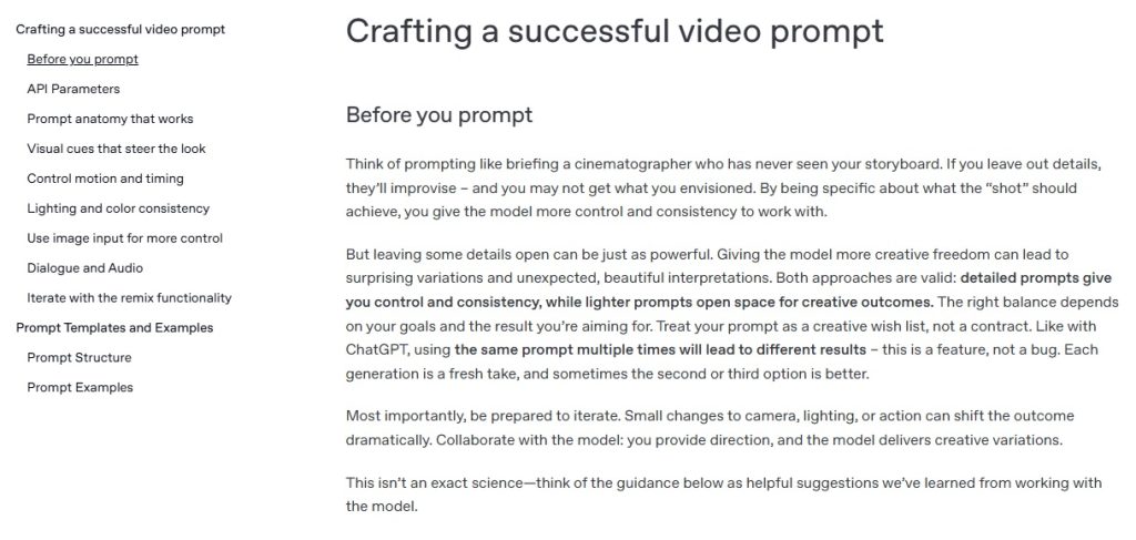 Sora 2 Prompting Guide Summary